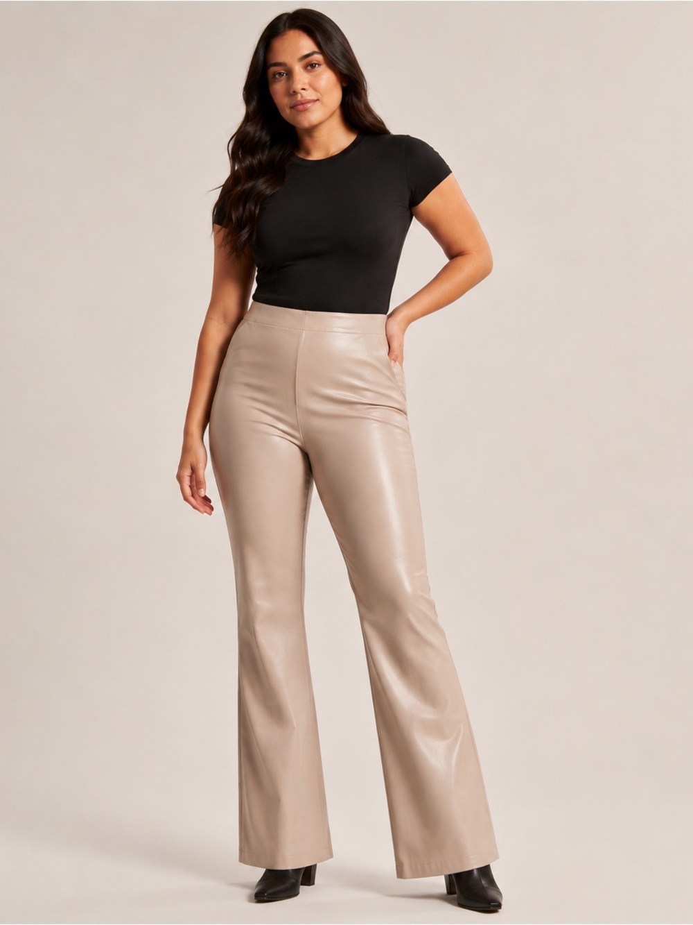 Abercrombie & Fitch Curve Love Vegan Leather Flare Pants | Size 31